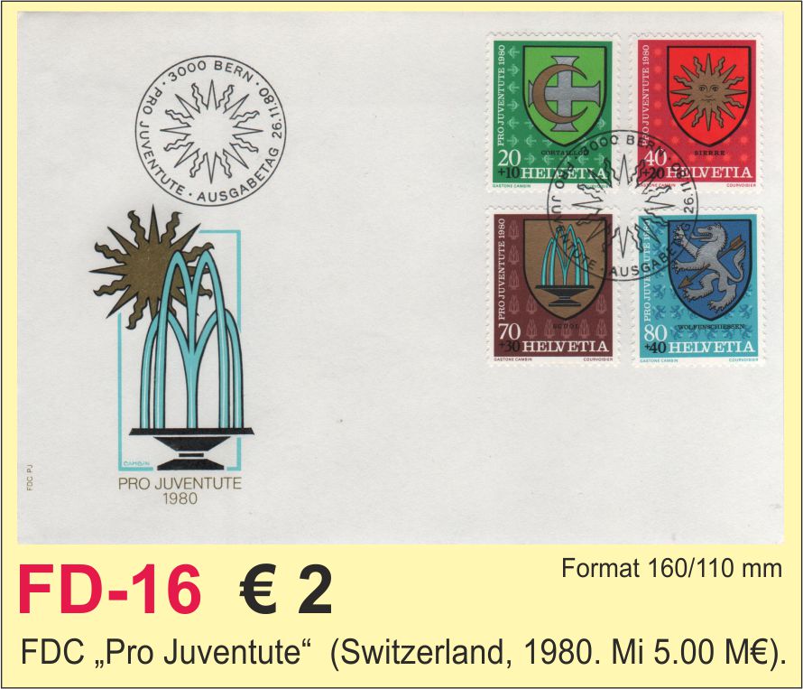 FDC Switzerland Pro Juventute 1980
